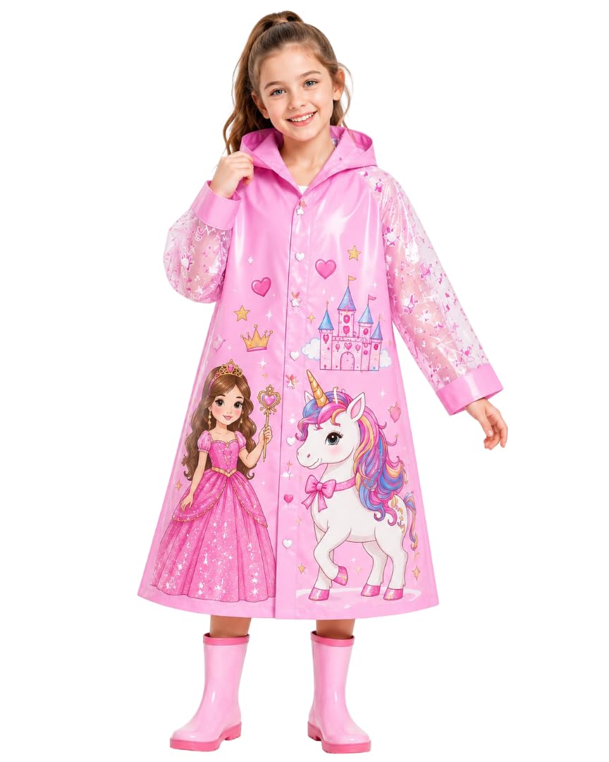 Krystle Kids Raincoat Rain Wear Suit for Age 2-12 Years Happy Monsoon Rain Jacket Waterproof(Green)-(Pack of 01) (Multisize) (Multicolor)-image-42