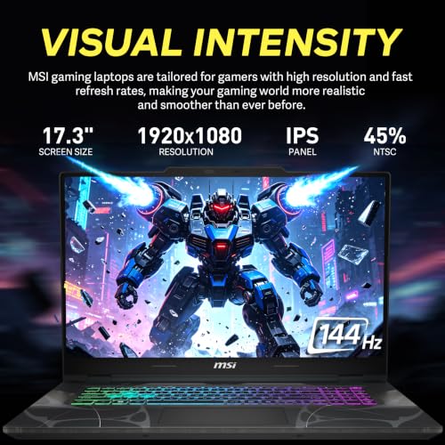 Image of msi Cyborg 17 17.3 inch FHD 144Hz Gaming Laptop, Intel Core 9-270H, NVIDIA GeForce RTX 5060, 32GB DDR5, 3TB Storage(2TB SSD+1TB Docking Station Set), Backlit Keyboard, WiFi 6E, Win 11, Translucent Black
