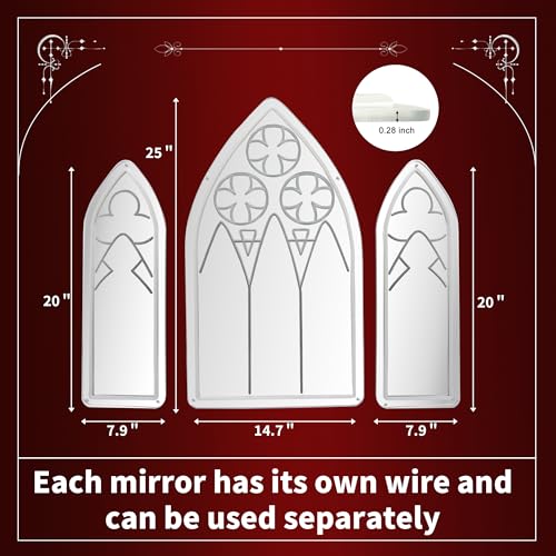 Image of Gothic Neon Sign, Medieval Goth Neon Mirror Set, Window Mirror Neon Signs for Wall Decor, Gothic Cathedral Decor, Acrylic Witch Neon Mirrors 25″ x 14.7″