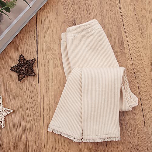 Toddler Baby Girls Leggings Footless Lace Trim Tights Ruffle Ribbed Knit Stocking Infant Fall Winter Warm Bottom Pants2