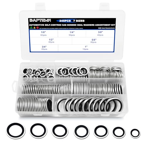 245 PCS SAE Bonded Sealing Washers, 7 Size Seal Rubber Washers Kit