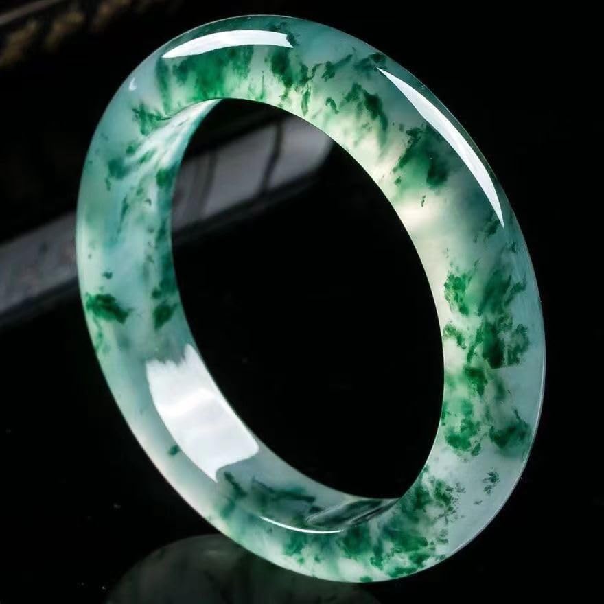 Natural Jade Bangle Bracelet for Women Genuine with 100% Grade A Jade Handmade Bracelets,Healing Protection Good Luck