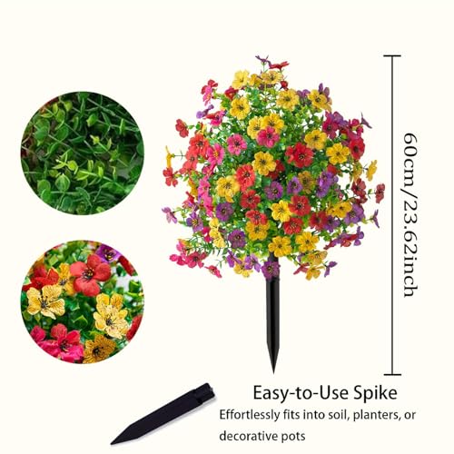 Esfera de flores artificiales de 60 cm impermeable y resistente a los rayos UV con pincho 6