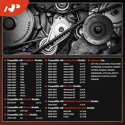 Correa serpentina para solucionar ruidos de motor en Freightliner 1997-2006 2
