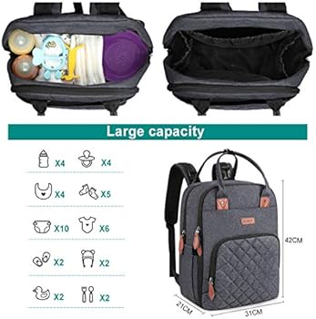 NUBILY Babyluierrugzak, multifunctionele luiertas, rugzak, grote