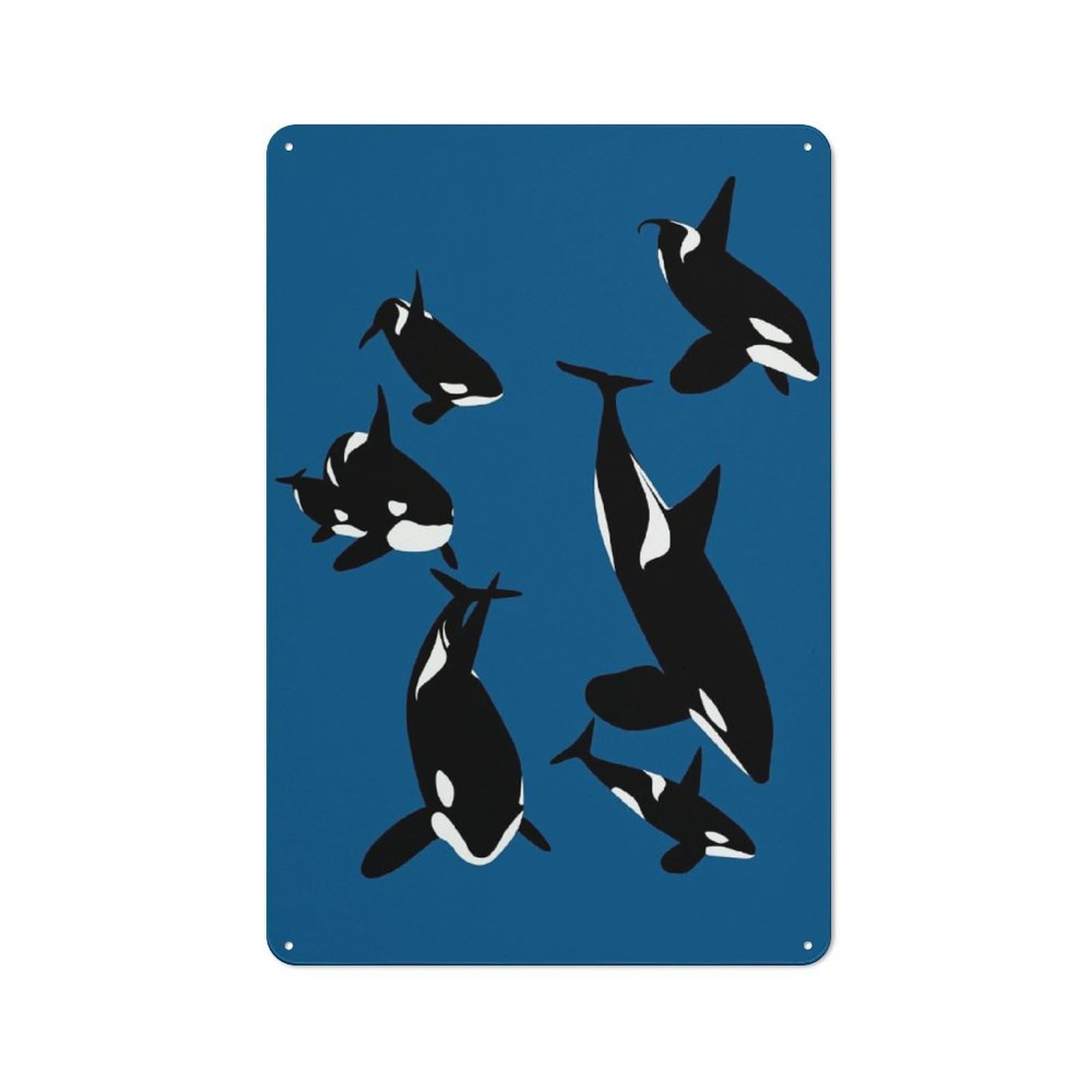 Junmoney Killer Whales 30X20cm Rustic Metal Sign With For Guest Room Or Hallway, For Vintage Wall Decor Fans, For Metal Sign Collectors