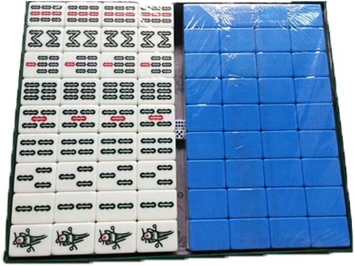 Jeu de Mahjong Chinois 144 tuiles bleues version traditionnelle