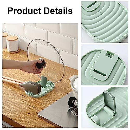 Miniatura 5 de Richdmi Soportes Para Tapas De Ollas, Soporte Para Cucharas, Organizador Cajones Cocina, Soporte De Utensilios De Cocina Para Evitar El Goteo De Agua Verde