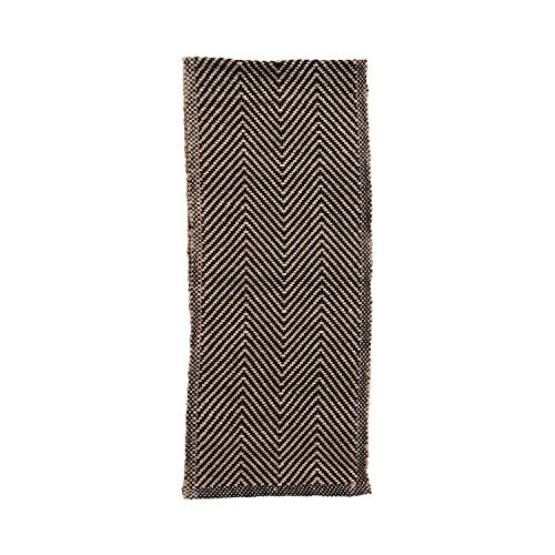 Creative Co-Op DF5668 Woven Jute And Cotton Chevron Pattern Table Runner cover