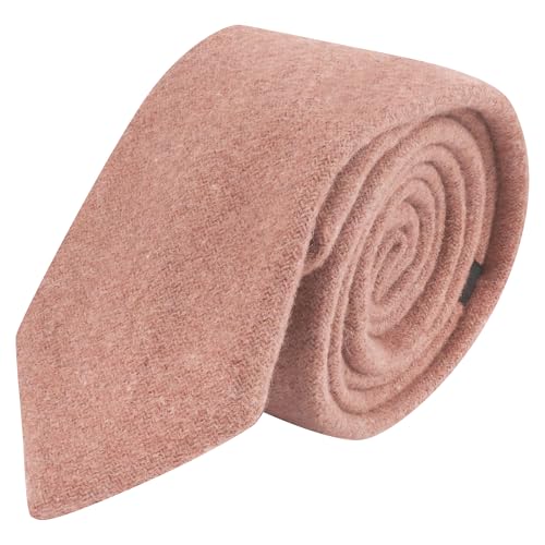 Cravate en laine rose saumon King & Priory au tissage premium