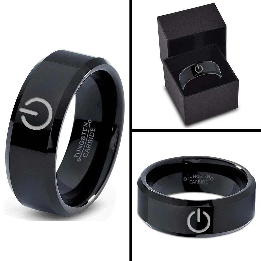 Zealot Jewelry Tungsten Gamer Power Band Ring 8mm Men Women