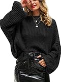 Simplee Women's Casual Long Sleeve Loose Pullover Knit Sweater Jumper Top, Black, One Size