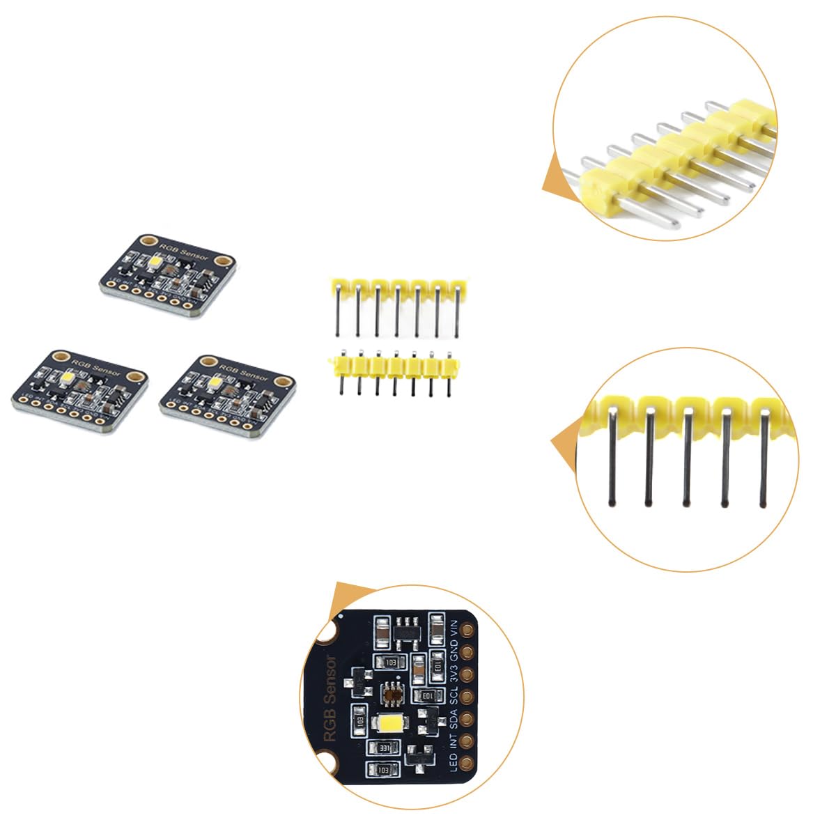 Sensor De Color RGB TCS34725 De 3 Piezas, Módulo De Reconocimiento De Color con Filtro IR