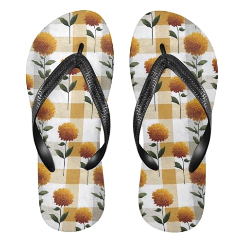 Flip Flop Sandals Retro Floral Print for Women Men Beach Outdoor XS