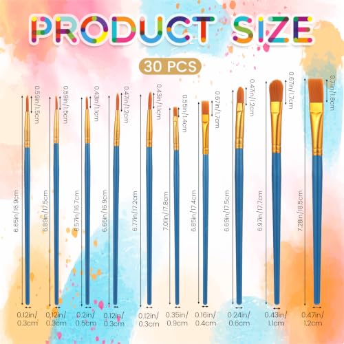 Set de 30 Pinceles para Pintura, Formas Variadas, Pinceles Acrílicos por Mayor miniatura 2