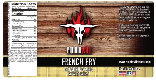 Image of French Fry Seasoning - Packed with Flavor | No Artificial Flavors or MSG added | Runnin' Wild Foods, 6.0 oz