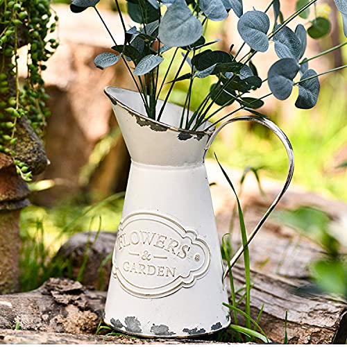 Jsy-Up JUS03B-VASE-FLOWERP-WHITE-M Rustic Metal Flower Vase thumb #1