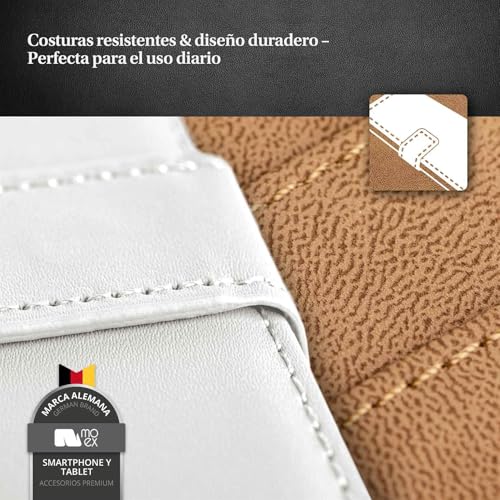 Funda cuero vegano iPhone 12 Mini moex libro perla blanco con protección completa de pantalla 5