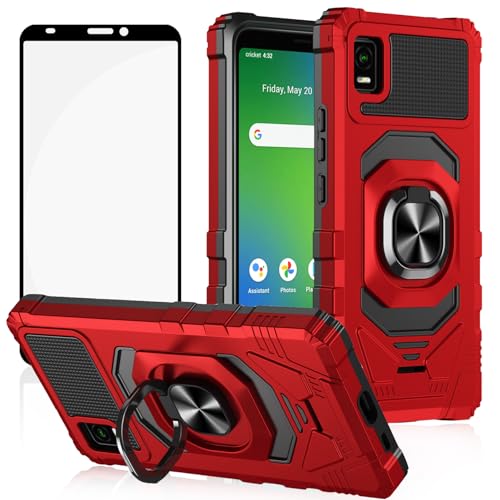 Ailiber Case for ATT Vista WTATTRW2, with Screen Protector, [Not Fit AT&T Vista 2], Ring Kickstand for Magnetic Car Mount, Heavy Duty, Military Grade Shockproof Durable Protective Cover-Red