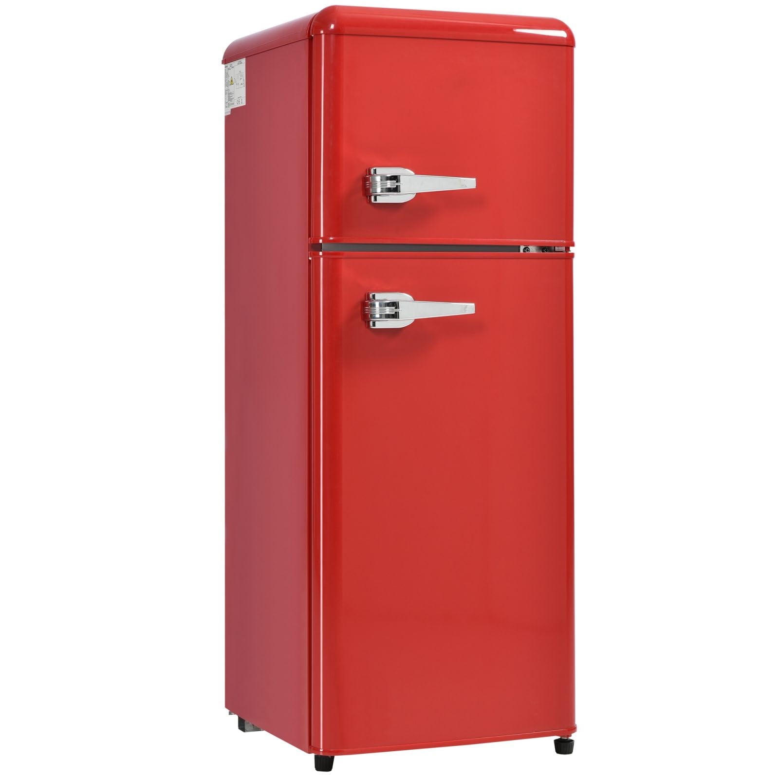 Sweiko Réfrigérateur rétro,Congélateur armoireé clairage LED combinaison réfrigérateur congélateur, à deux portes, volume total de 92 litres avec 28 litres de capacité de congélation (Red)