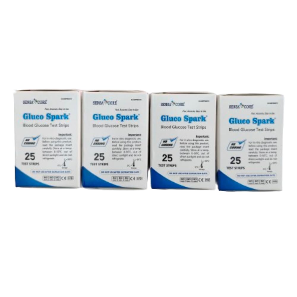 Glucospark Sugar Test Strips (Pack of 100) Compatible Only With Glucospark Sugar Test Machine | Accurate and Fast Results | Glucose Meter Test Strips for Diabetes Care at home (B-Arm) (B0DCRZ8F1P) Amazon Price History, Amazon Price Tracker