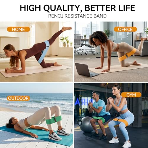 Image of Renoj Resistance Bands for Working Out: 3-Set Professional Exercise Bands for Pilates, Yoga, Home Gym, Booty, Leg Training | Heavy /Medium /Light Fabric Loops for Women Men