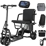 WEYRAL Verbessert Elektromobil Klappbar, Duale Vorderräder, Automatische Geschwindigkeitsregelung, Rollstuhl Elektrisch Faltbar, Seniorenmobil klappbar 15km/h, Für Flugreisen zugelassen