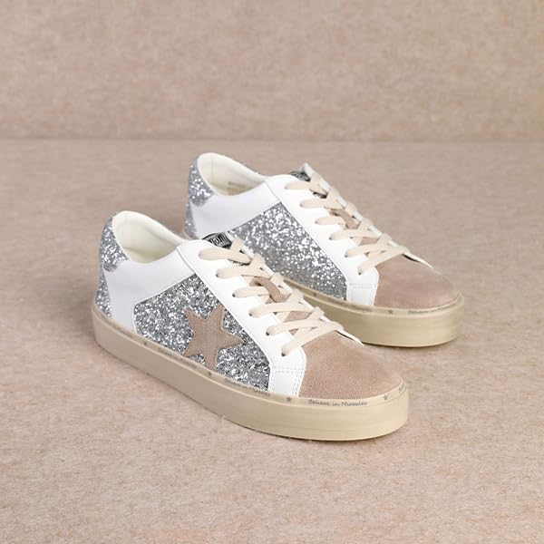 Image of Mi.iM Gaby Women's Star Sneakers - Snake Print Suede Lace-Up Fashion Shoes with Rubber Sole