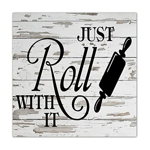 Panneau mural bois Just Roll With It rustique moderne de 40,6 cm