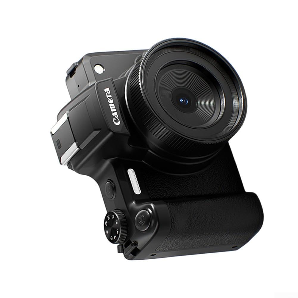 Digitalkamera 4K 68MP mit Autofokus & 28X für zoom für Vlogging – WiFi Kamera mit Klappdisplay, Mikrofonanschluss, Type-C, Schwarz(DC101 Black)