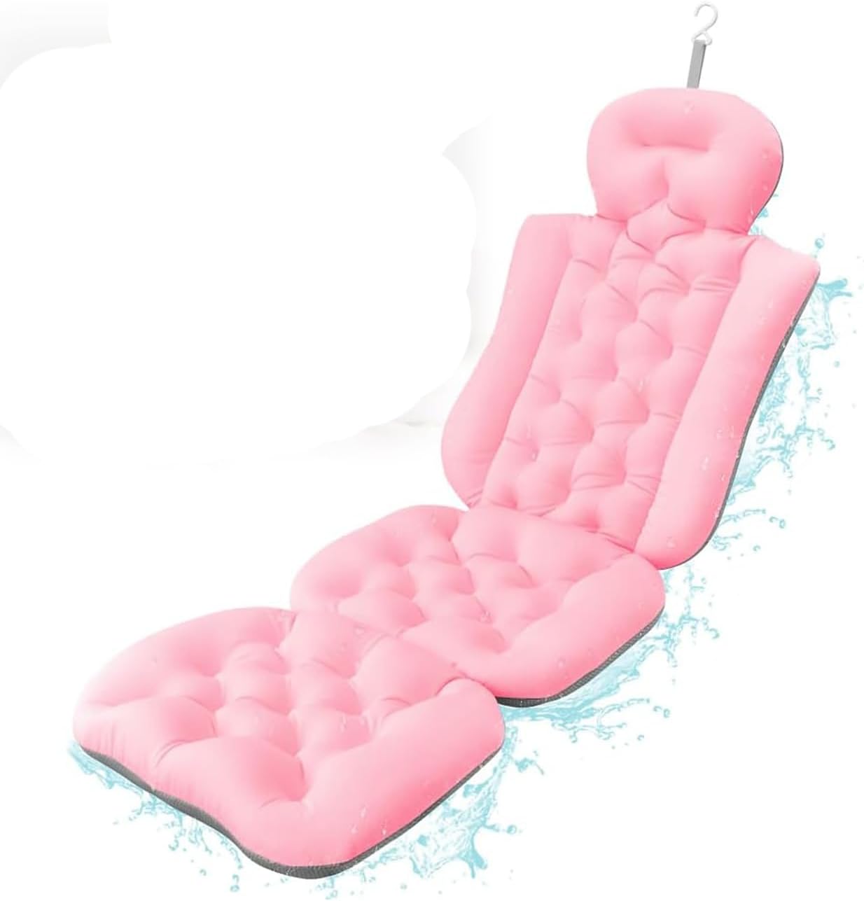 Full Body Bath Pillow, Upgraded Non-Slip Bath Cushion for Tub,SPA Bath tub Pillow mat for Headrest, Neck Shoulder Support, 3D Air Mesh Breathable Bath Pillow for Women & Men (Pink-Extended Full Body)