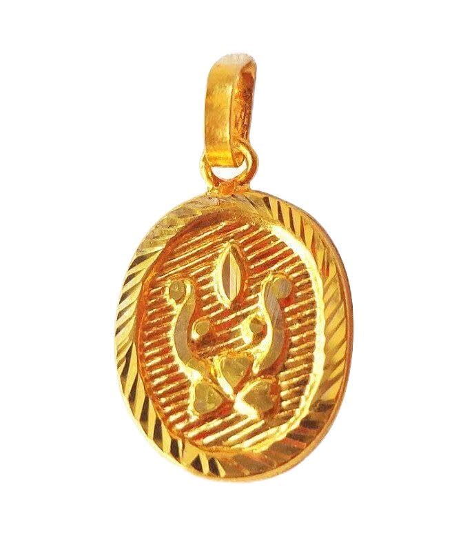 Pendentif ovale en or jaune certifié 18K/22K pour femme au design prestigieux