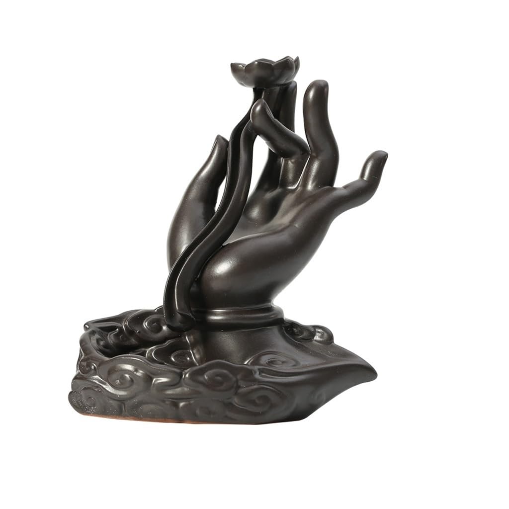 Incense Holder Base Backflow Incense Burner Ceramic Censer Buddha Hand Waterfall Holder Lotus Cone Office Teahouse Home Decor
