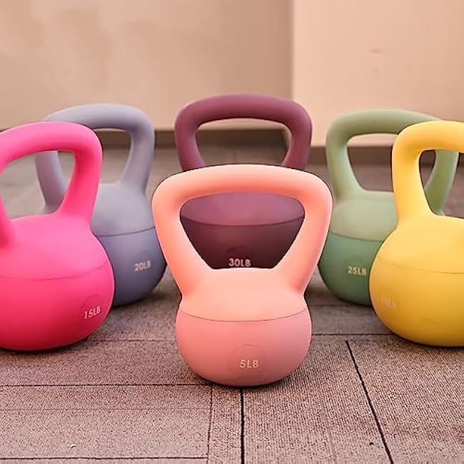 Soft Kettlebells - Sea and Iron Sand Filled Weights for Women and Men - Color Coded Soft Vinyl Kettlebells, Multiple Sizes