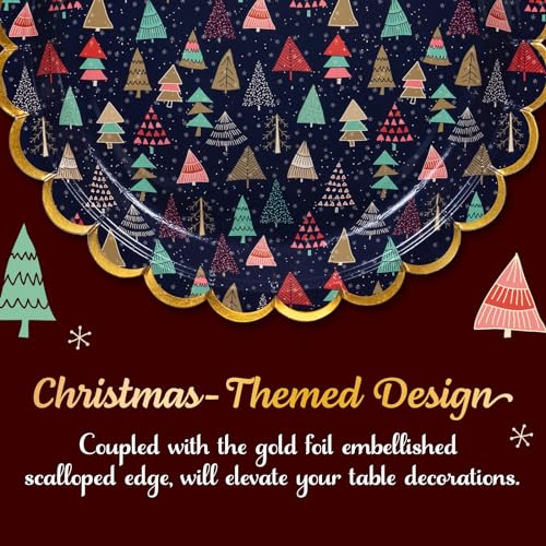 Image of Confettiville Christmas Paper Plates, 50-Count Disposable Christmas Dinner Plates, Scalloped Gold, Party Supplies