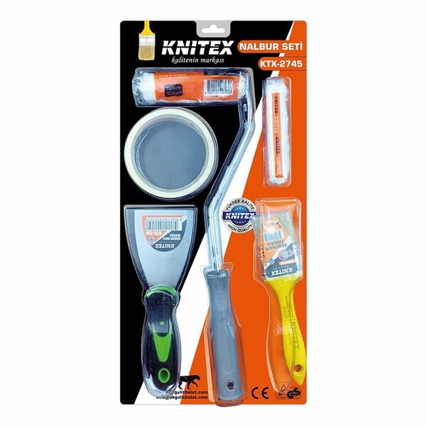 5 Parça Boyacı ve Nalbur Seti, Spatula, Kesme Fırçası, Yedek Rulo, Bant, 10cm Fırça Dahil