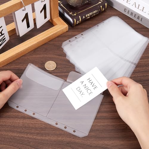 CRASPIRE 15PCS A6 Binder Pockets No Zippers Cash Budget Envelopes 6-Hole Zipless Binder Dual Pouches Clear PVC Savings Challenges Envelope Protector for Money Folder Organizer Loose Leaf Inserts Bags - Image 3