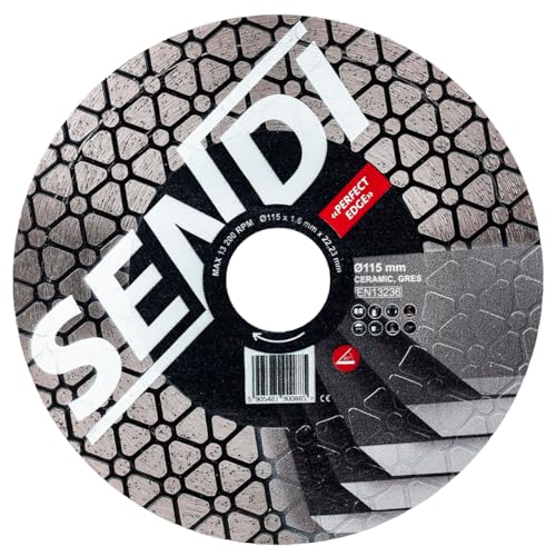 Disco de Diamante SENDI PERFECT EDGE - Especial para Ingletes/Corte 45 grados - Apto para Porcelanico,Gres,Pasta blanca...- Disco hecho para Alicatadores y Albañiles. (115mm)