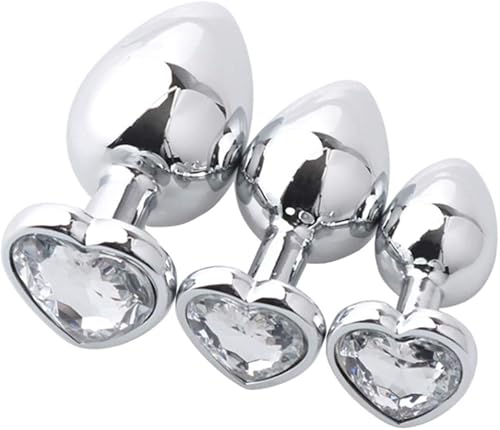 Kit de entrenamiento anal tapón anal con diferentes tamaños, 3 piezas, juguetes sexuales anales con base de joyería en forma de corazón para