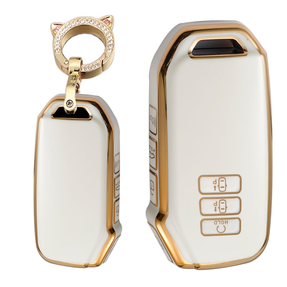 TECART Key Fob Cover Fit For Kia EV6 K5 Seltos Soft TPU Keychain Key Case Key Shell Accessories Protector 7 button