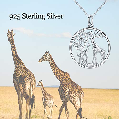 Giraffe Necklace 925 Sterling Silver Tree of Life Family Love Pendant Necklace Jewelry Birthday Gifts for Women Mother2