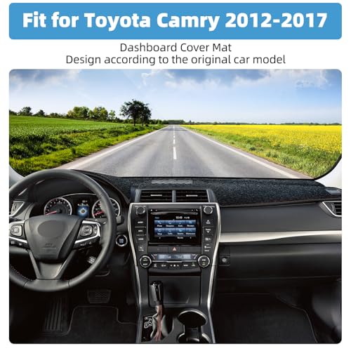 Image of Dash Cover Mat Compatible with Toyota Camry 2012-2017 Non-Slip Dashboard Cover Mat Sunshade UV Rays Protector Interior Accessories