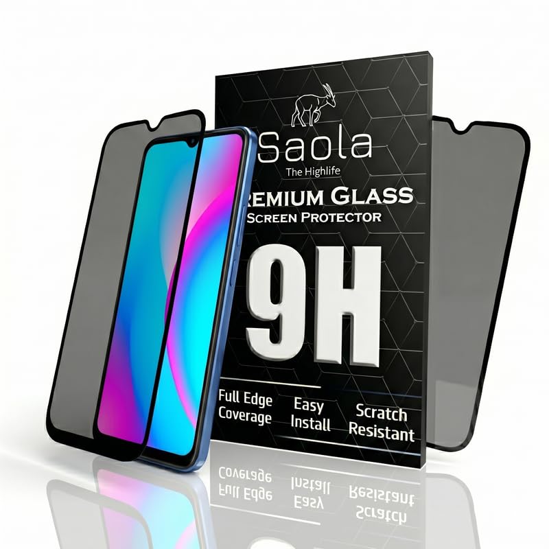 Image of Saola Ultra Privacy Tempered Glass For Realme C15 Smartphone(Pack Of 1)With Free Installation Kit(In-Screen Fingerprint Lock Will Not Work With The Privacy Guard Because Of It'S Spy Coating)-6.5 Inch