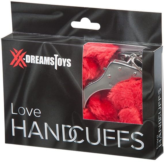 XXdreamSToys Lined Metallic Love Handcuffs, Red
