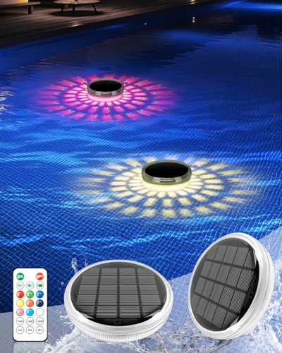 Fizrice Solar Floating Pool Lights, Color Changing Pool Light, IP68 Waterproof LED Hot Tub Accessories, Pond Lights, AUTO ON/Off for Pool, Pond, Hot Tub, Wedding, Party Decoration(2 PCS)
