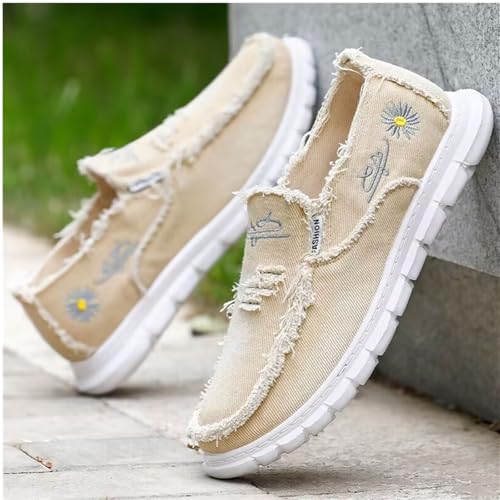 Men's Breathable Canvas Casual Shoes Soft Soles Men's Loafers Soft Comfortable Anti Slip Driving Shoes2