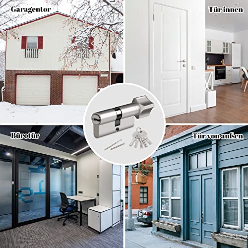 Hengsong Profil-Knaufzylinder Schließzylinder Zylinder Türzylinder 35/35 inkl. 5 Schlüssel Metallsilber-Knaufzylinder, aus Zinklegierung