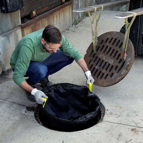ENPAC Storm Sentinel Catch Basin Insert, 22\" to 24\", Round, Adjustable Frame, Black, One-Person Installation, Cone Style
