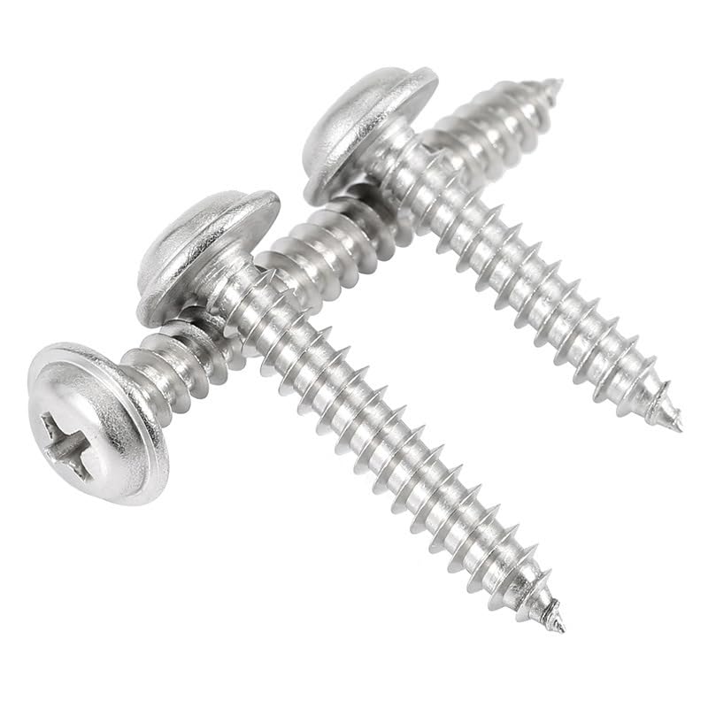 Stainless Steel Self Tapping Screws, 50pcs M4 x 30mm Phillips Pan Head Screw with Washer - Image 4