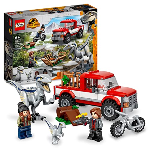 LEGO 76946 Jurassic World Blue & Beta Velociraptorvangst Bouwset; Dinosaurus Speelgoed voor Kinderen Vanaf 6 Jaar, Leuk Klein cadeautje